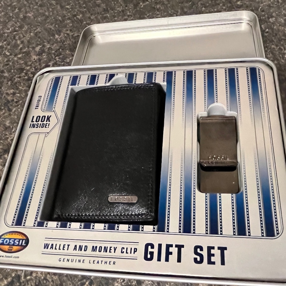 Fossil wallet and money clip set